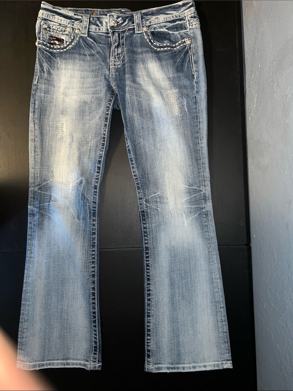 Miss Me Light Blue Faded Flare Jeans